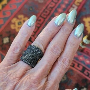 Elegant Sterling Silver Black Crystal Ring